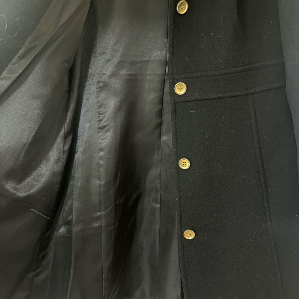 J. Crew Black Wool Trench Coat with Gold Buttons - Picture 2 of 4